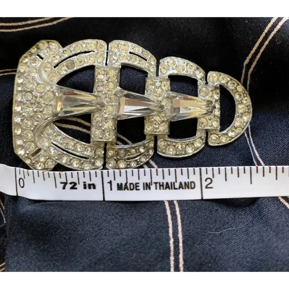 1930s Rhinestone Dress Clip • Vintage Art Deco Clip • Antique Sparkling Brooch